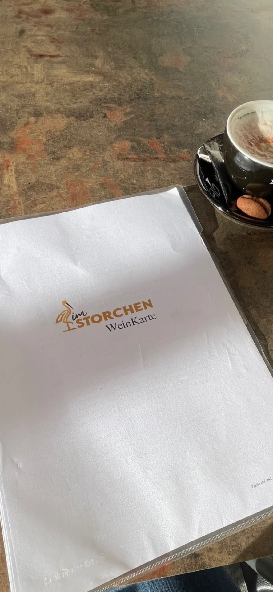 Weinkarte im Storchen
